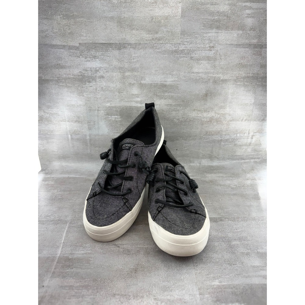 Sperry Crest Vibe Women Sz 9 Charcoal Grey Twill Slip On Sneakers STS84918